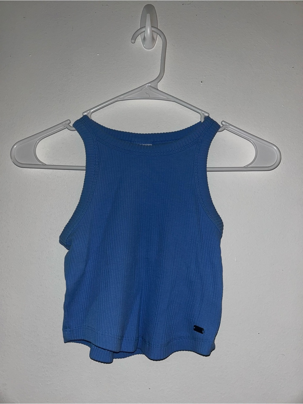 Zara Blue Ribbed Crop Tank Top